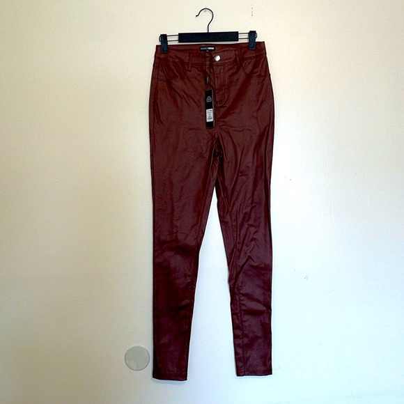 Fashion Nova Pants - Fashion Nova | Brown Sammie High Rise Faux Leather Pants